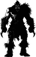 AI generated Silhouette orc mythical race from game black color only vector