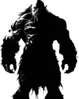 AI generated Silhouette orc mythical race from game black color only vector