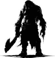 AI generated Silhouette orc mythical race from game black color only vector