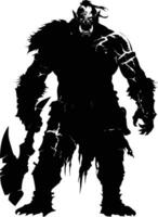 AI generated Silhouette orc mythical race from game black color only vector