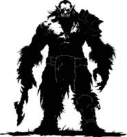 AI generated Silhouette orc mythical race from game black color only vector