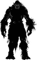 AI generated Silhouette orc mythical race from game black color only vector