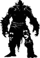 AI generated Silhouette orc mythical race from game black color only vector