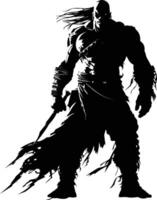 AI generated Silhouette orc mythical race from game black color only vector