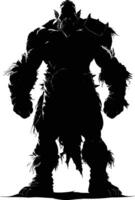 AI generated Silhouette orc mythical race from game black color only vector