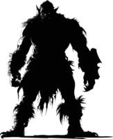 AI generated Silhouette orc mythical race from game black color only vector