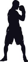 AI generated Silhouette boxing full body black color only vector