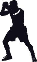 AI generated Silhouette boxing full body black color only vector