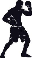 AI generated Silhouette boxing full body black color only vector