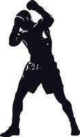 AI generated Silhouette boxing full body black color only vector