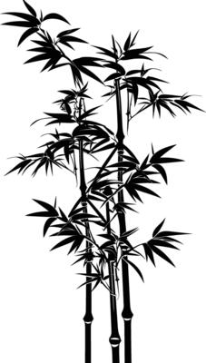 AI generated Silhouette bamboo full body black color only