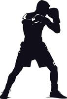 AI generated Silhouette boxing full body black color only vector