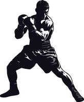 AI generated Silhouette boxing full body black color only vector