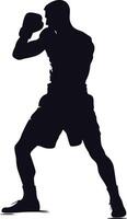 AI generated Silhouette boxing full body black color only vector