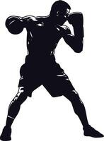 AI generated Silhouette boxing full body black color only vector