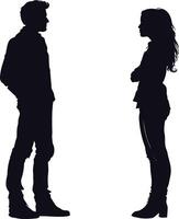 AI generated Silhouette couple of man and women full body black color only vector