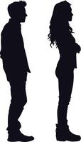 AI generated Silhouette couple of man and women full body black color only vector
