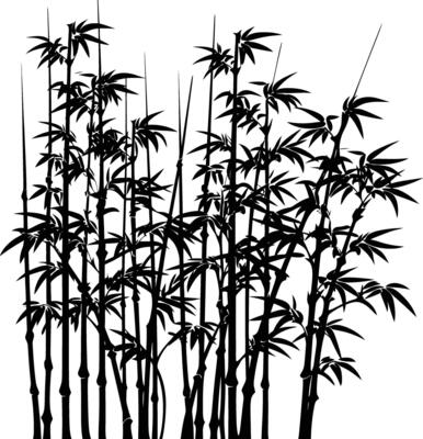 AI generated Silhouette bamboo forest full body black color only