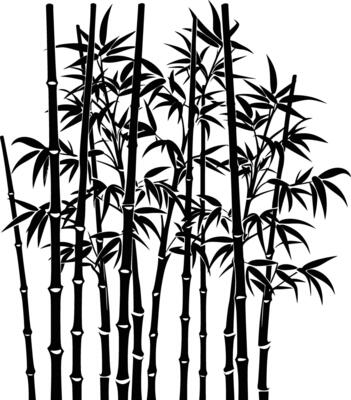 AI generated Silhouette bamboo forest full body black color only