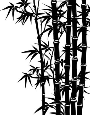 AI generated Silhouette bamboo forest full body black color only