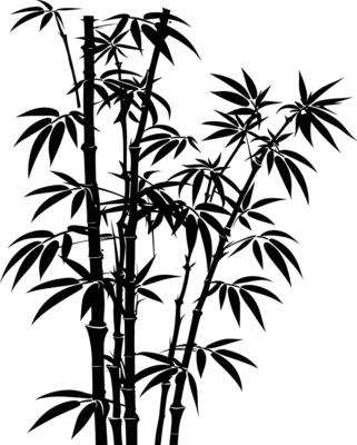 AI generated Silhouette bamboo full body black color only