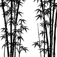 AI generated Silhouette bamboo forest full body black color only vector