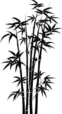 AI generated Silhouette bamboo full body black color only