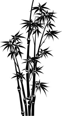 AI generated Silhouette bamboo full body black color only