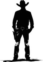 AI generated Silhouette cowboy full body black color only vector