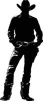 AI generated Silhouette cowboy full body black color only vector