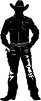 AI generated Silhouette cowboy full body black color only vector