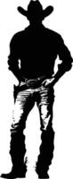 AI generated Silhouette cowboy full body black color only vector