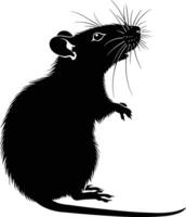 AI generated Silhouette rat black color only full body vector