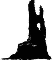 AI generated Silhouette rock castle full body black color only vector