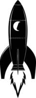 AI generated Silhouette rocket full body black color only vector