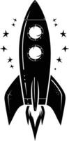 AI generated Silhouette rocket full body black color only vector