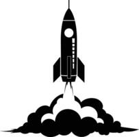 AI generated Silhouette rocket full body black color only vector