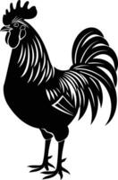 AI generated Silhouette rooster black color only full body vector