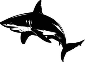 AI generated Silhouette shark black color only vector