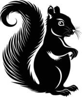 AI generated Silhouette squirrel black color only vector