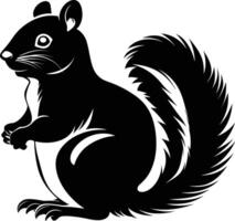 AI generated Silhouette squirrel black color only vector