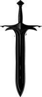 AI generated Silhouette sword black color only vector