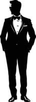 AI generated Silhouette the groom man full body black color only vector