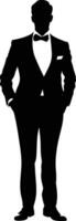 AI generated Silhouette the groom man full body black color only vector