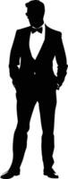 AI generated Silhouette the groom man full body black color only vector