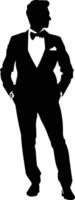 AI generated Silhouette the groom man full body black color only vector