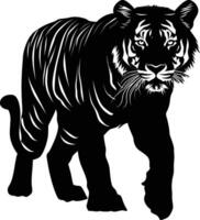 AI generated Silhouette tiger black color only full body vector