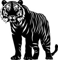 AI generated Silhouette tiger black color only full body vector