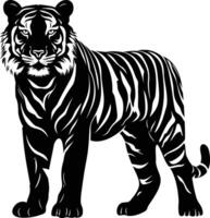 AI generated Silhouette tiger black color only full body vector