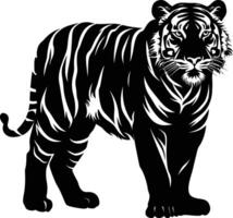 AI generated Silhouette tiger black color only full body vector